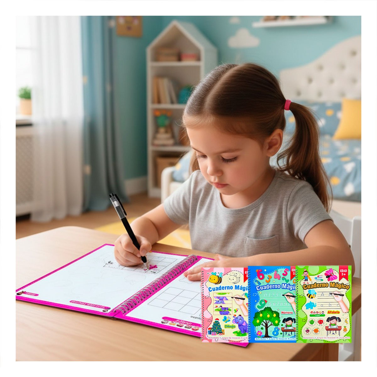 COLOR ROSADO CUADERNO MAGICO PARA NOTAS ESCOLARES Y+LIGAS REGALO - 2
