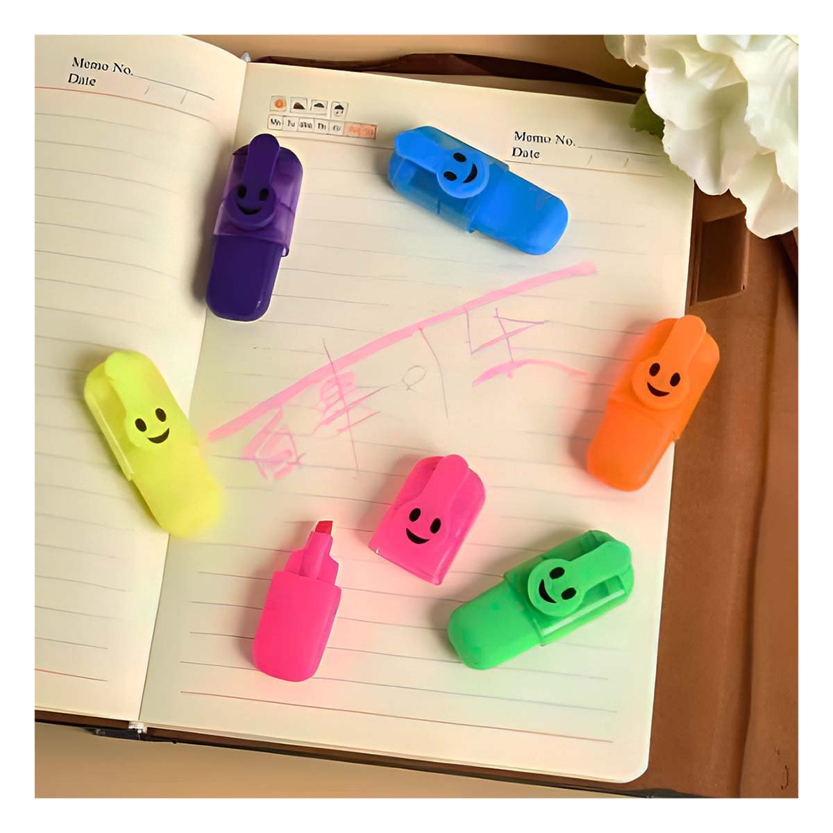 PACK12 PRO NEON CARITAS 6 COLORES SET ESCOLAR PERU CALIDAD PREMIUM Y+REGALO STICKER - 5