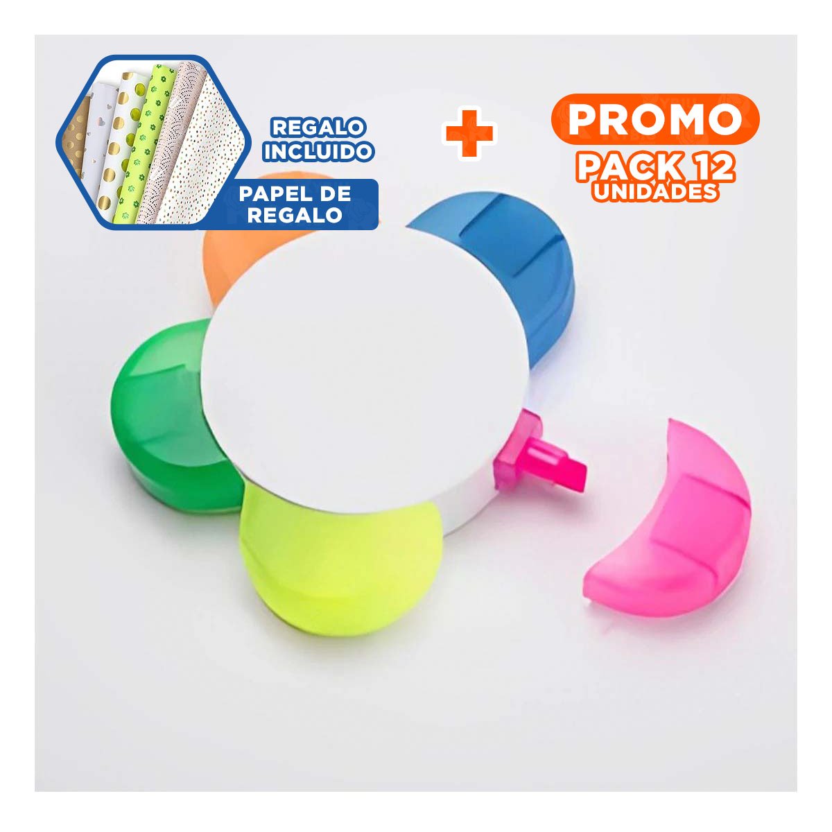 PACK12 MARCADOR EN FORMA DE FLOR PARA PAPELERIA Y+PAPEL REGALO - 1
