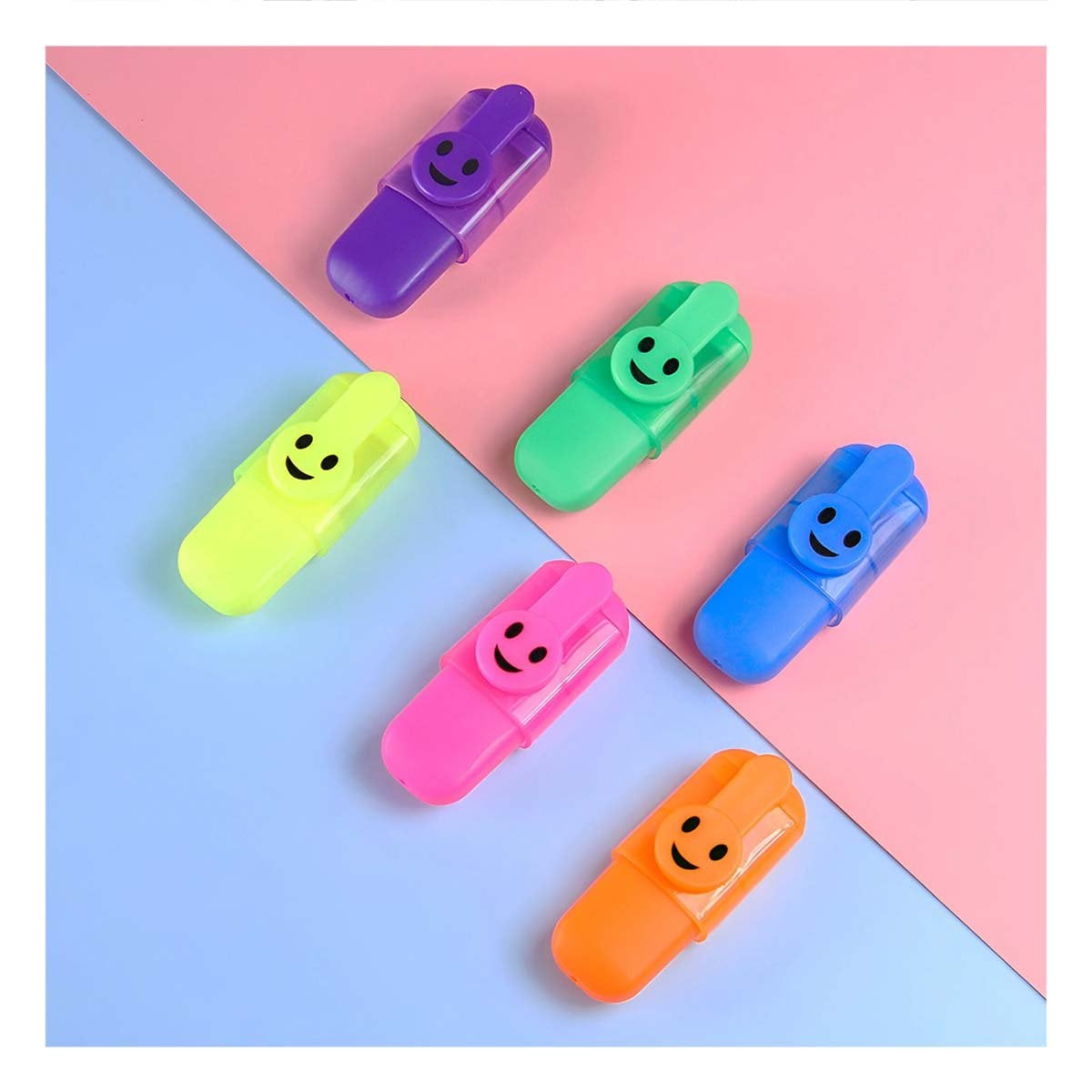 PACK6 MAGIC NEON CARITAS 6 COLORES SET ESCOLAR PERU DISEÑO KAWAII Y+PAPEL REGALO - 2