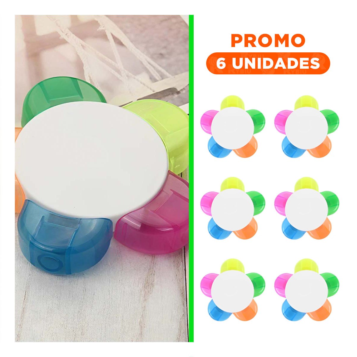 PACK6 MARCADOR PRACTICO EN FORMA DE FLOR PARA ESCRITORIO - 1