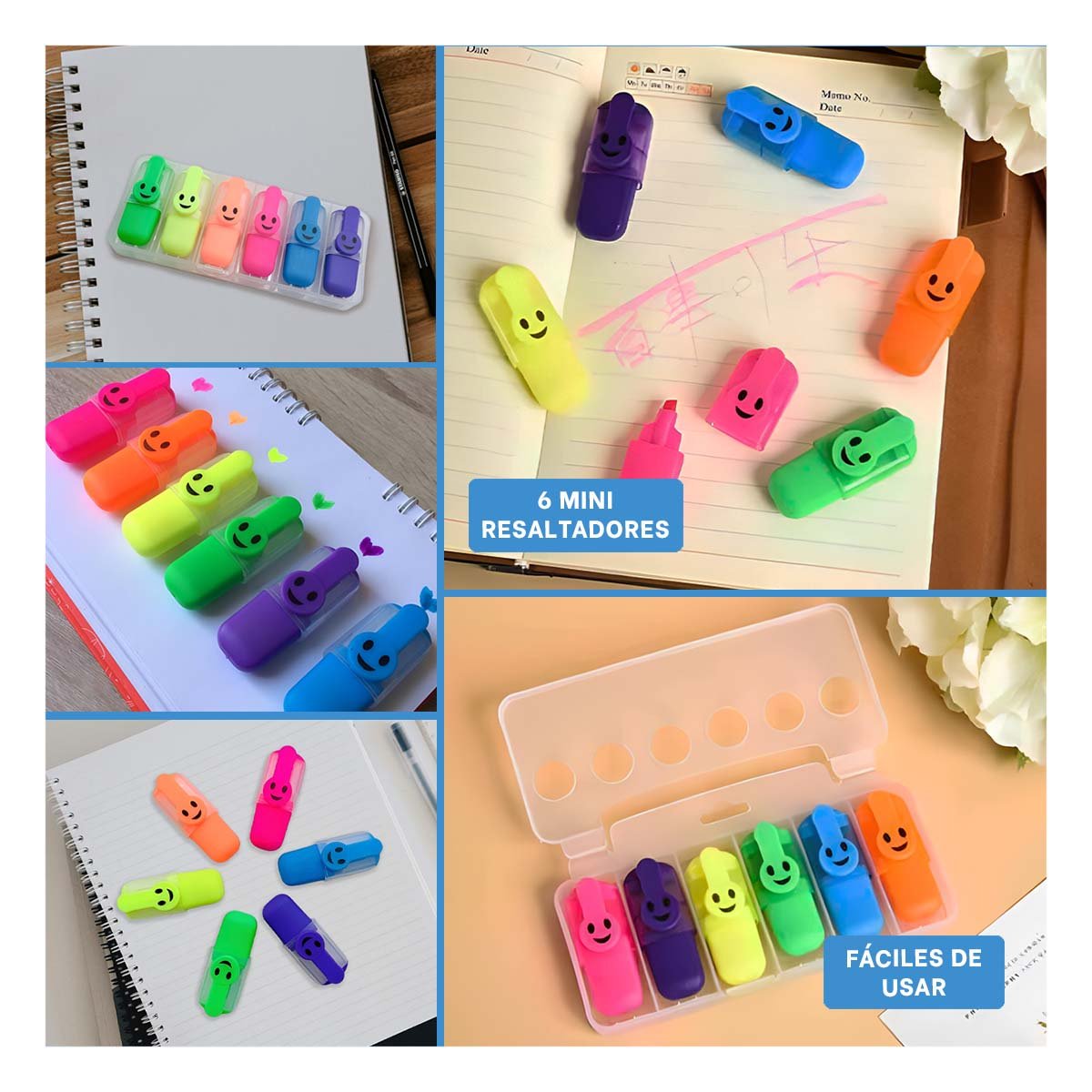 PACK12 SMART NEON CARITAS 6 COLORES SET ESCOLAR PERU OFICINA MODERNA Y+PAPEL REGALO - 2