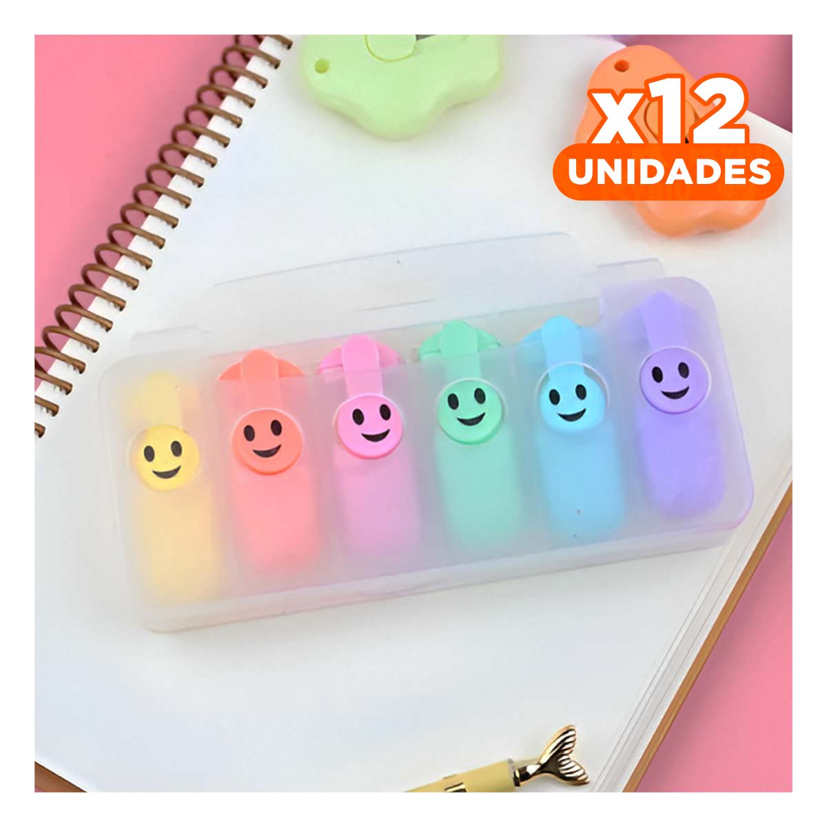 PACK12 CUTE PASTELES CARITAS 6 COLORES SET ESCOLAR PERU USO DIARIO ESCOLAR - 1