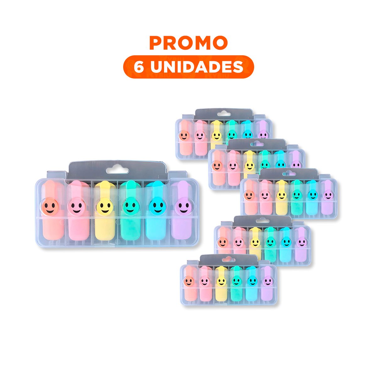 PACK6 HAPPY PASTELES CARITAS 6 COLORES SET ESCOLAR PERU ESTILO ESCOLAR - 1