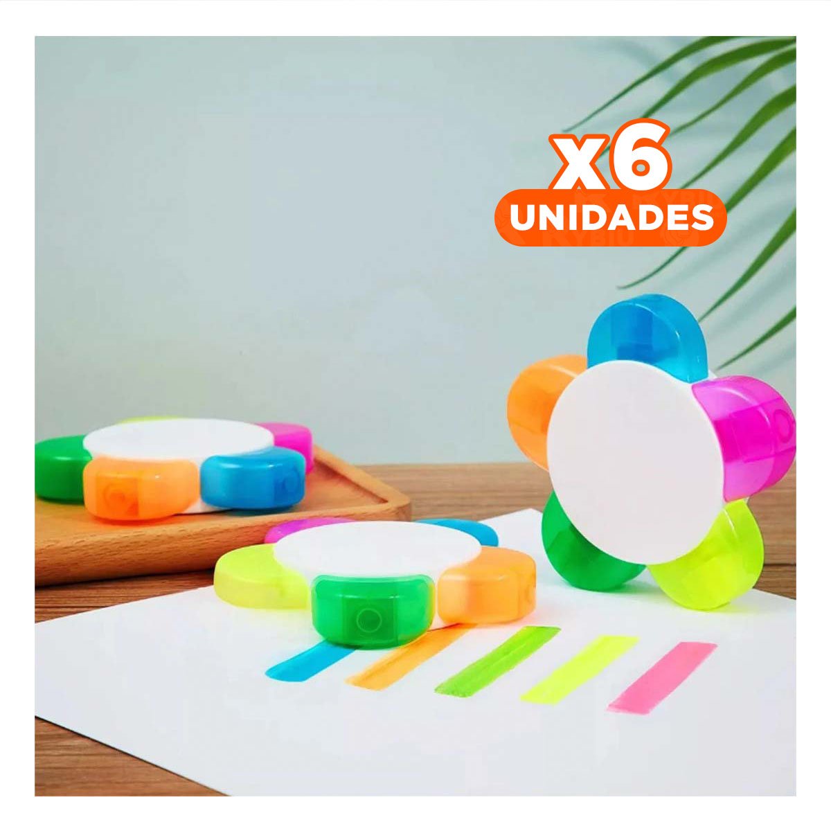 PACK6 PLUMON PRACTICO EN FORMA DE FLOR PARA COLEGIO Y+REGALO STICKER - 1