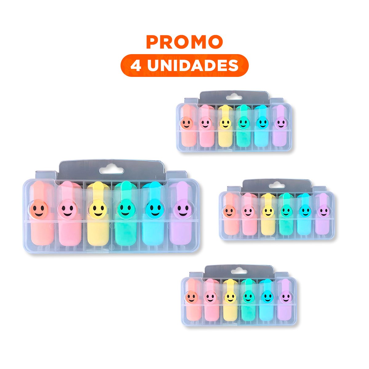 PACK4 FUN PASTELES CARITAS 6 COLORES SET ESCOLAR PERU CARITAS INFANTILES Y+REGALO STICKER - 1
