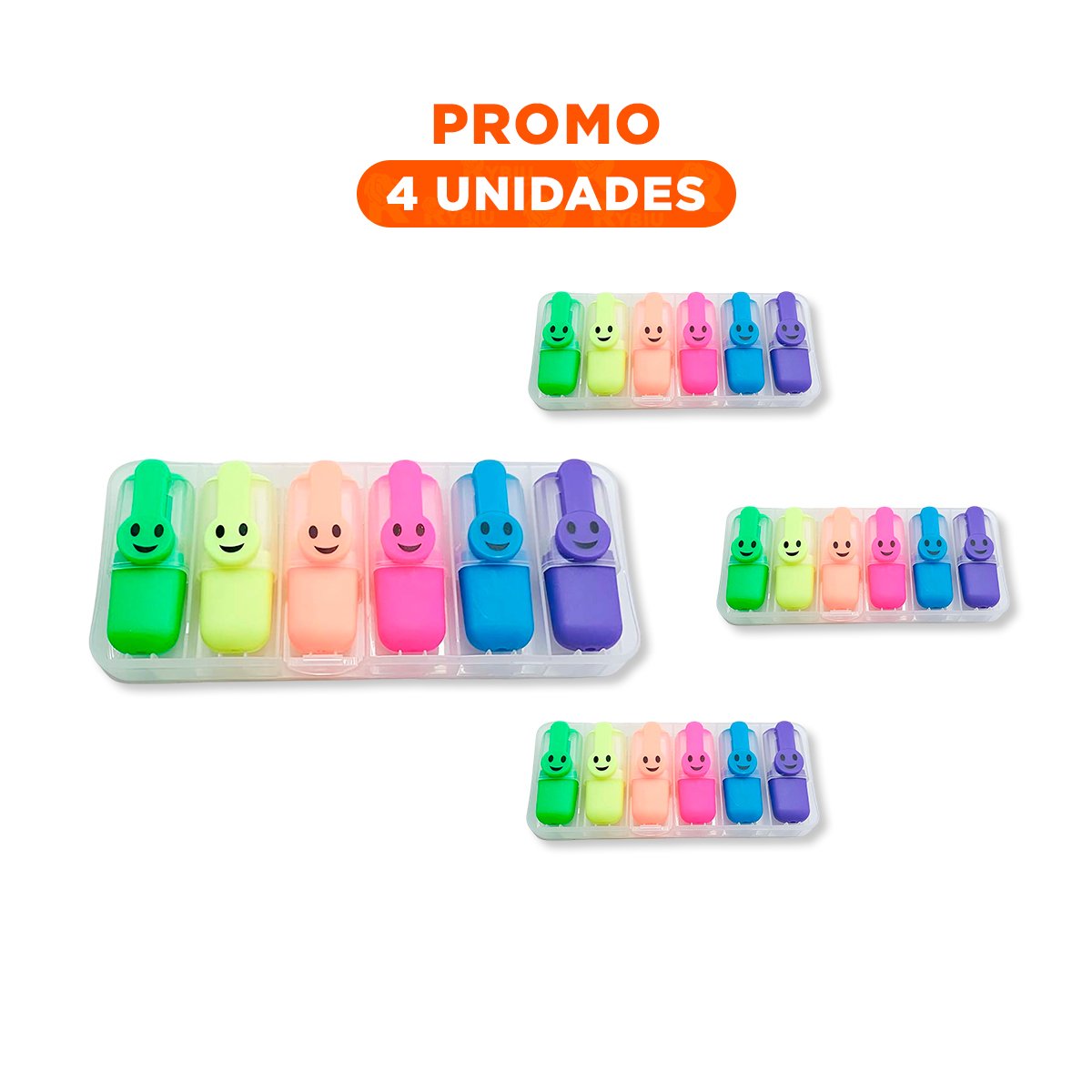 PACK4 FUN NEON CARITAS 6 COLORES SET ESCOLAR PERU CARITAS INFANTILES Y+REGALO STICKER - 1