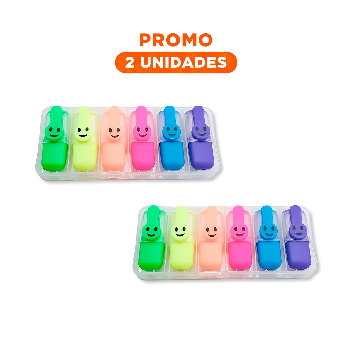PACK2 STUDY NEON CARITAS 6 COLORES SET ESCOLAR PERU APRENDIZAJE - 1