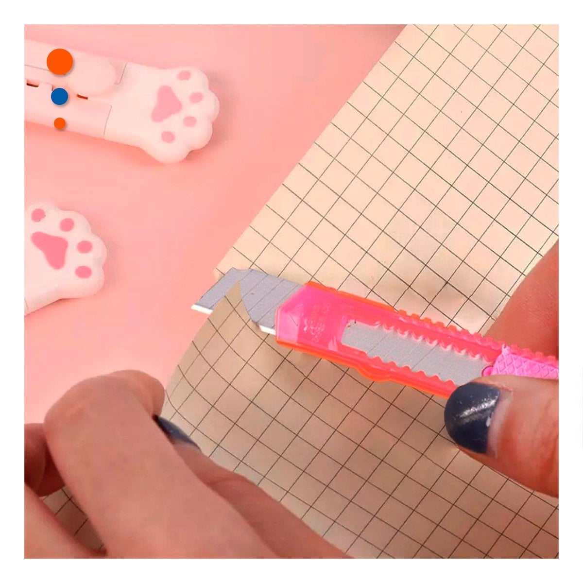 PACK4 CUTER PARA OFICINA 15CM ROSADO TRANSPARENTE SET 3 UNIDADES - 2