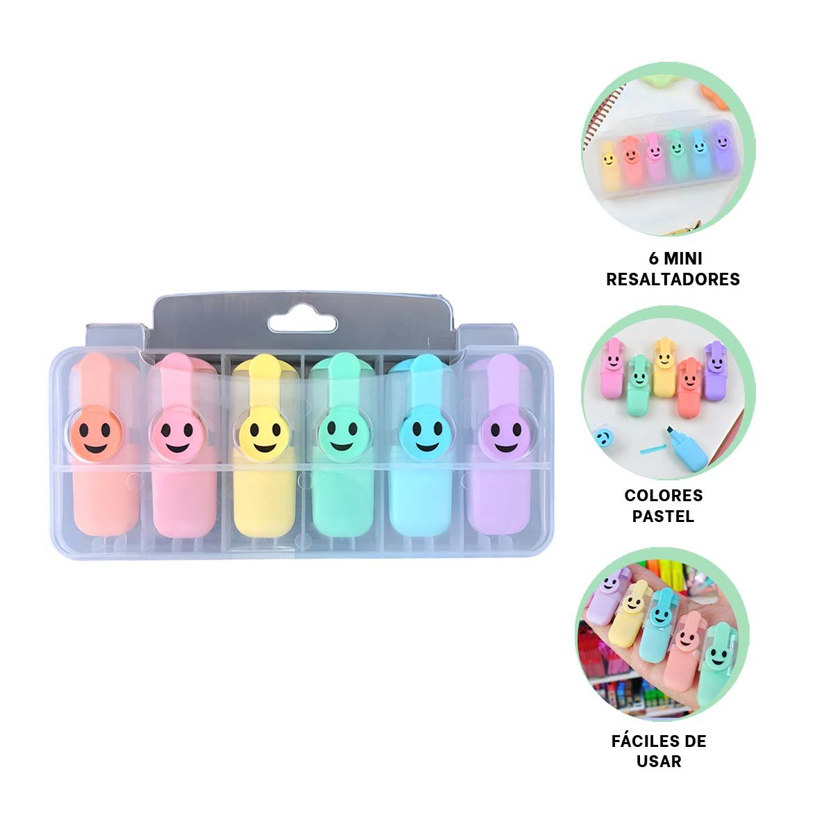 KAWAI PASTELES CARITAS 6 COLORES SET ESCOLAR PERU SET PRACTICO - 3