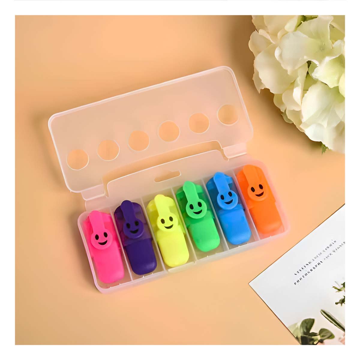 PACK2 BRIGHT NEON CARITAS 6 COLORES SET ESCOLAR PERU ALTA VISIBILIDAD Y+REGALO STICKER - 3