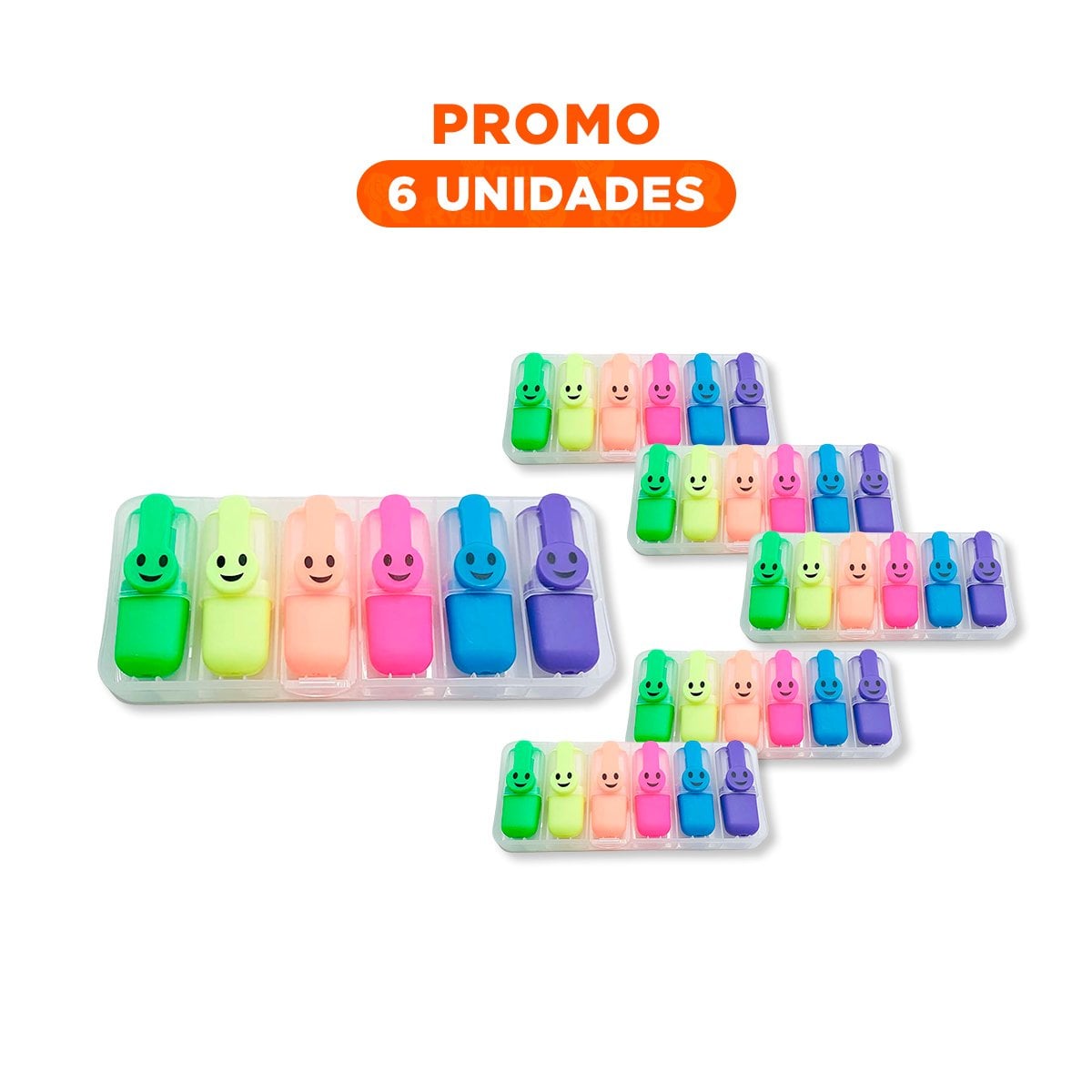 PACK6 HAPPY NEON CARITAS 6 COLORES SET ESCOLAR PERU ESTILO ESCOLAR - 1
