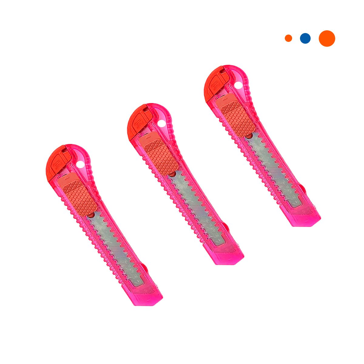 PACK4 CUCHILLA PARA OFICINA 15CM ROSADO TRANSPARENTE SET 3 UNIDADES Y+PAPEL REGALO - 3