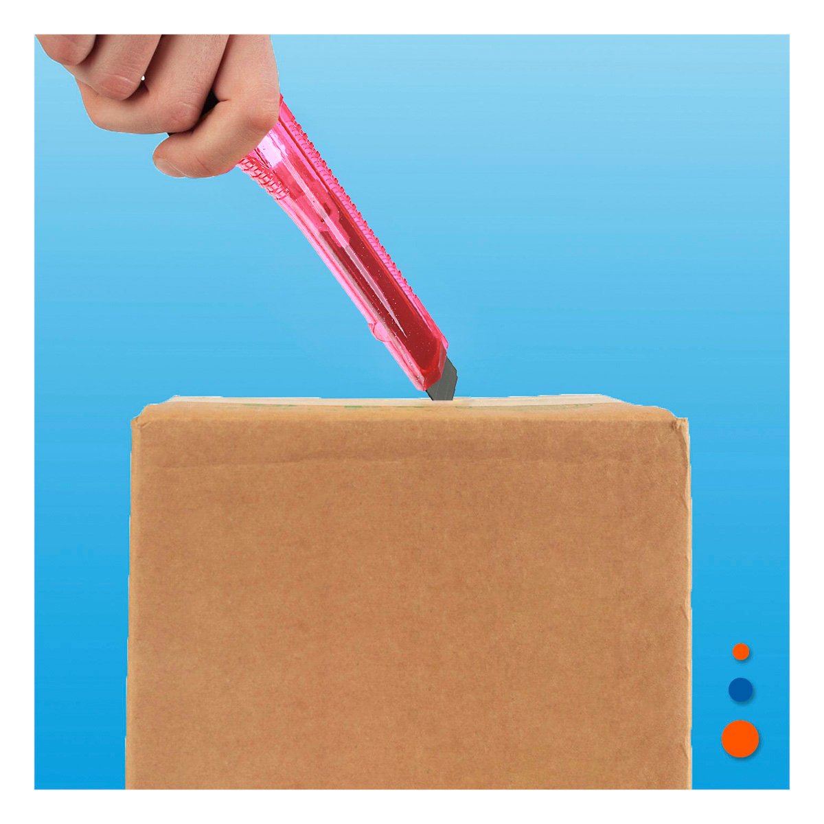 PACK4 CUCHILLA PARA OFICINA 15CM ROSADO TRANSPARENTE SET 3 UNIDADES Y+PAPEL REGALO - 5