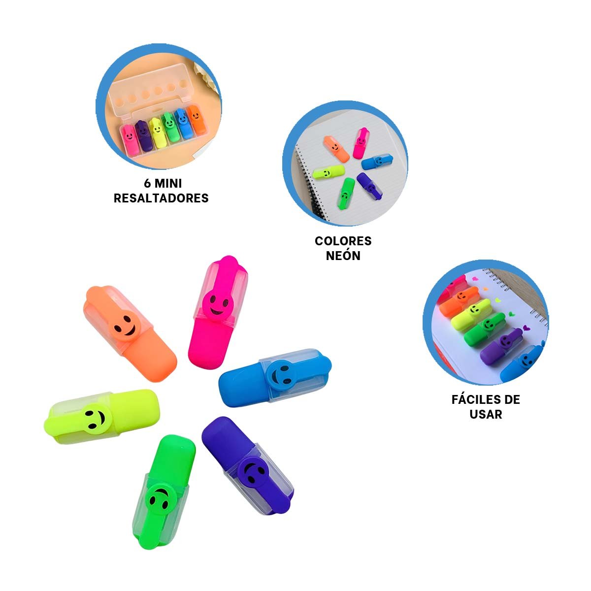 KAWAI NEON CARITAS 6 COLORES SET ESCOLAR PERU SET PRACTICO - 3