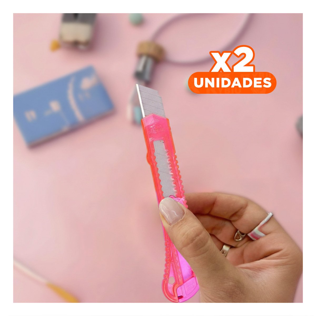 PACK2 TRINCHE ESCOLAR 15CM ROSADO TRANSPARENTE SET 3 UNIDADES Y+REGALO STICKER - 1