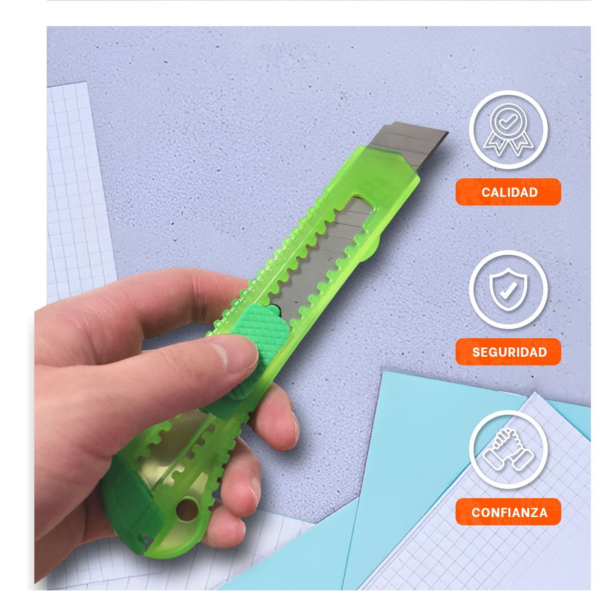 PACK2 CORTADOR ESCOLAR 15CM VERDE TRANSPARENTE SET 3 UNIDADES TRABAJO Y+PAPEL REGALO - 2