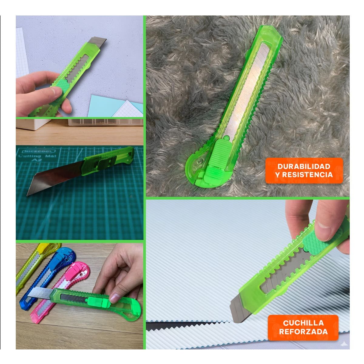 PACK2 CORTADOR ESCOLAR 15CM VERDE TRANSPARENTE SET 3 UNIDADES TRABAJO Y+PAPEL REGALO - 3