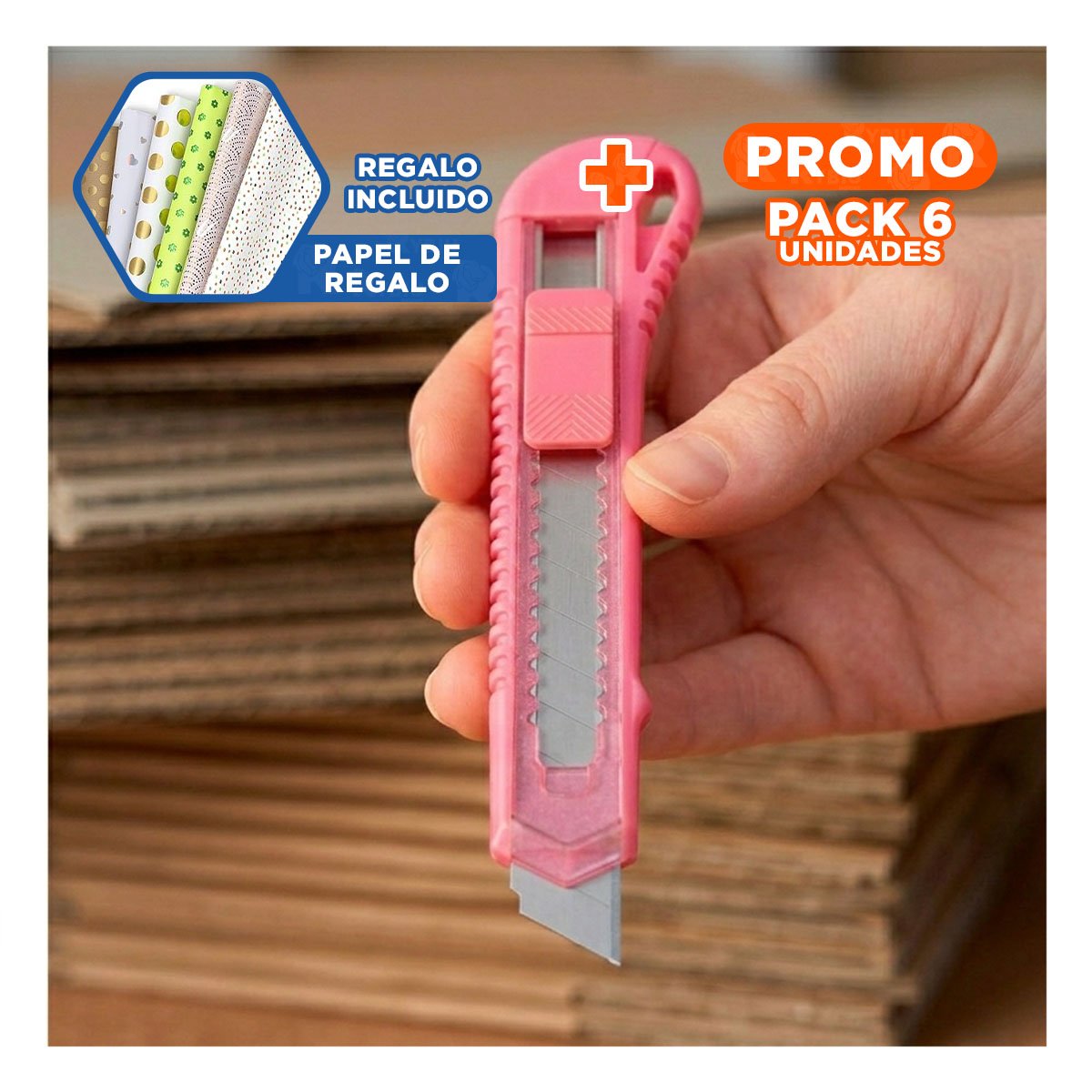 PACK6 TRINCHE PARA OFICINA 15CM ROSADO TRANSPARENTE SET 3 UNIDADES Y+PAPEL REGALO - 1