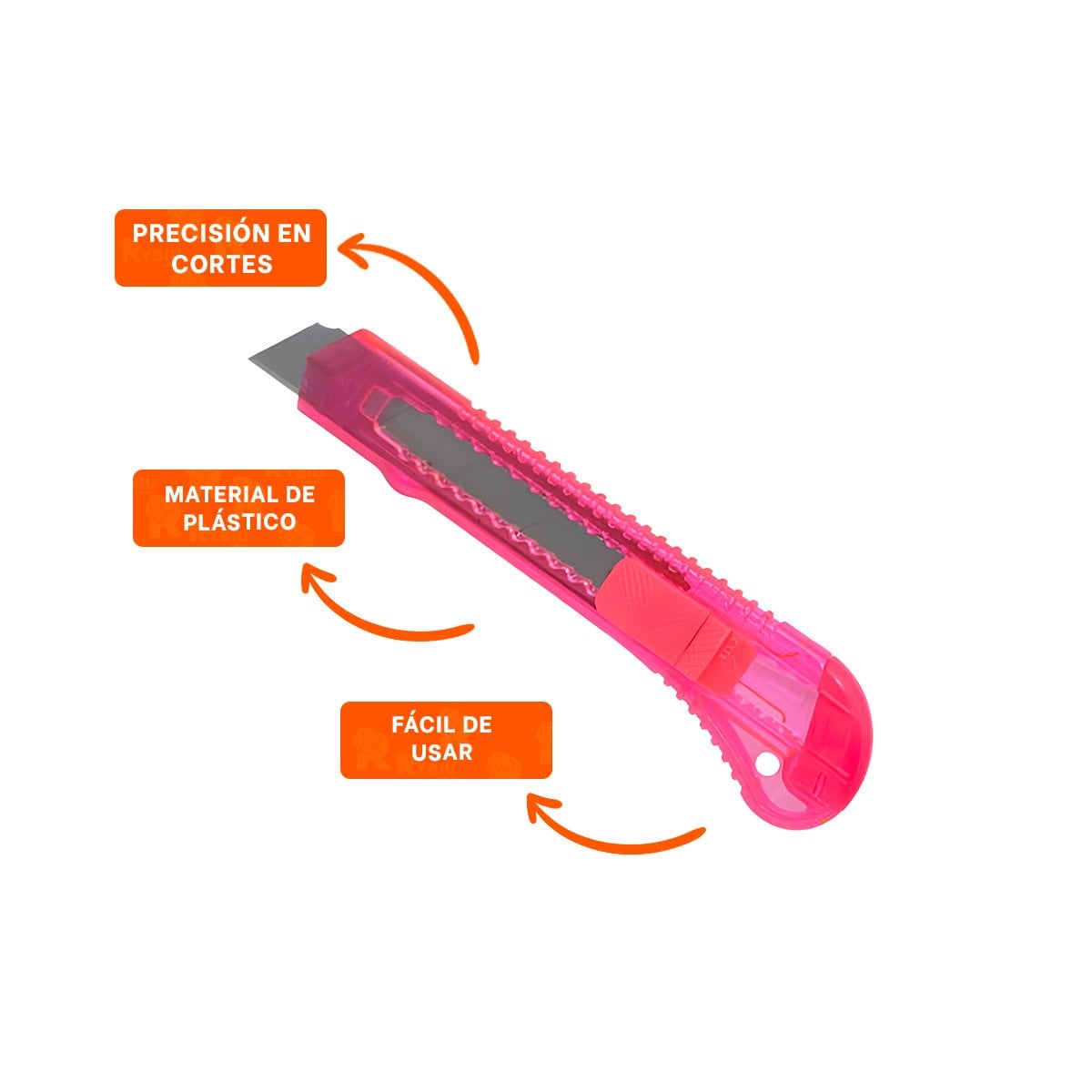 NAVAJA ROSADO TRANSPARENTE 15CM RETRACTIL SET 3 UNIDADES - 3