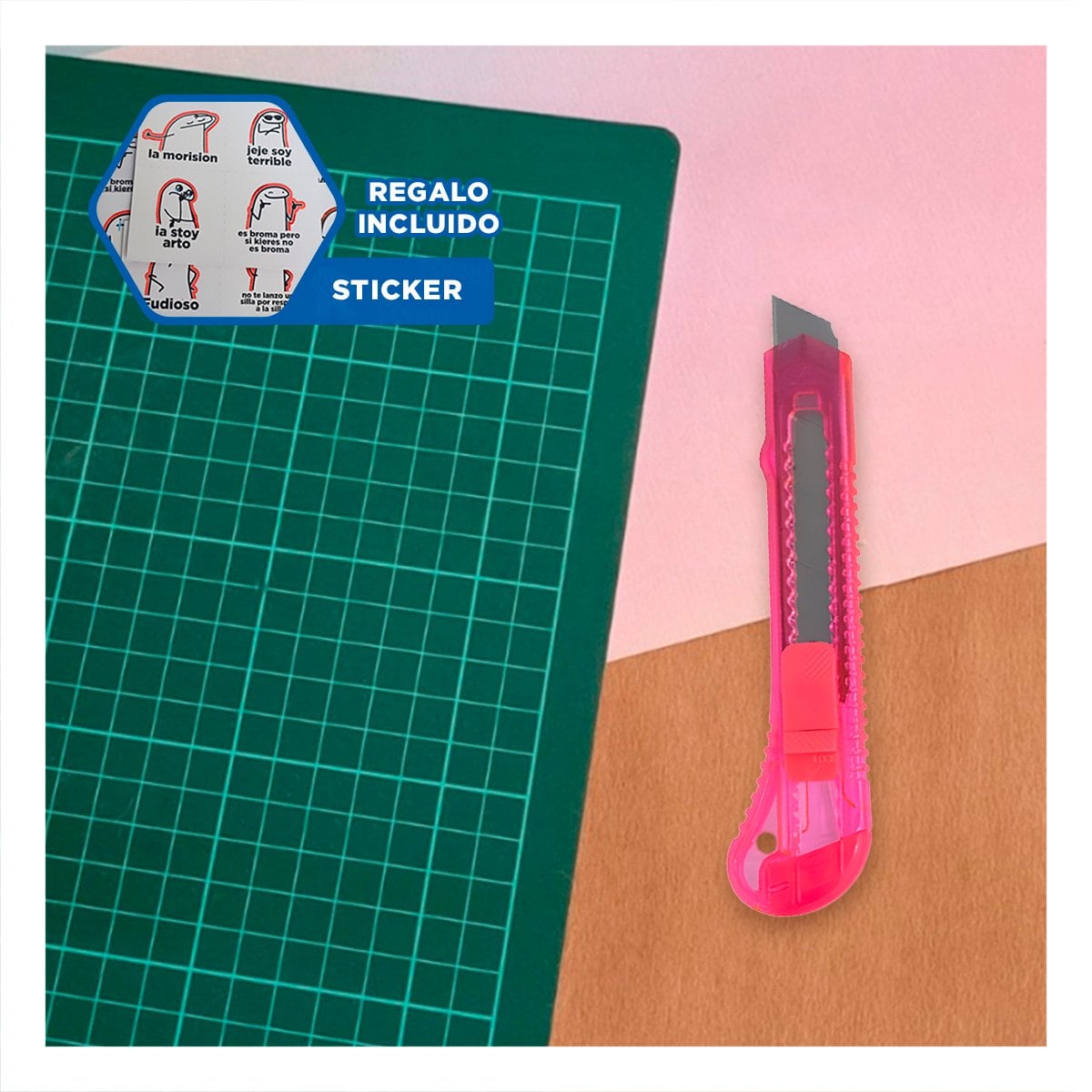 TRINCHE ROSADO TRANSPARENTE 15CM RETRACTIL SET 3 UNIDADES Y+REGALO STICKER - 1