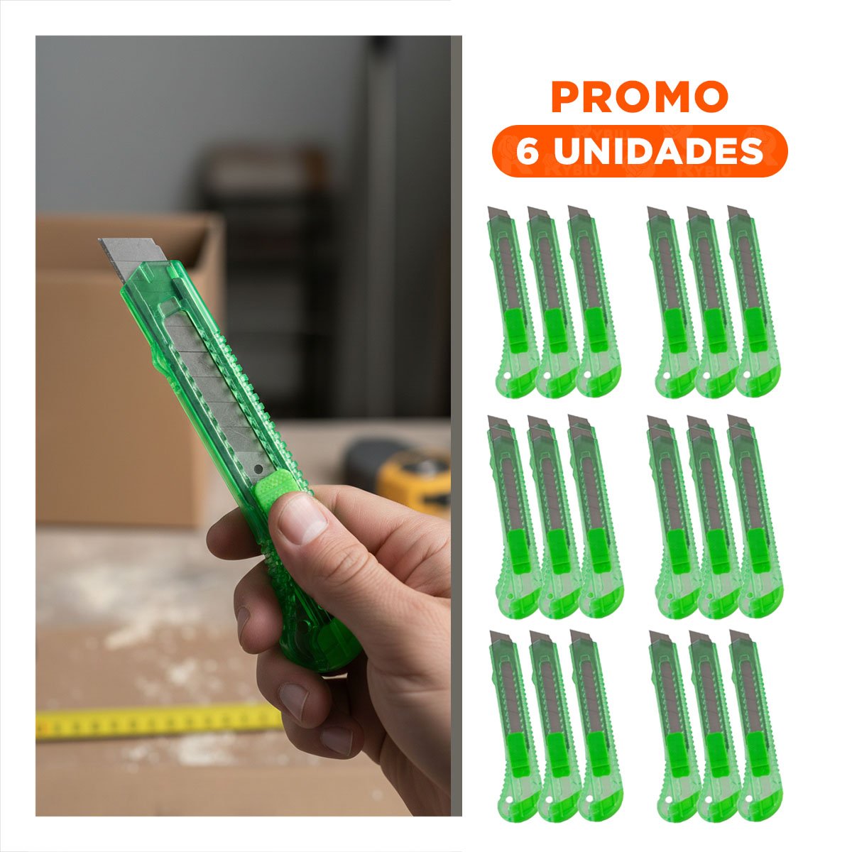 PACK6 CORTADOR PARA OFICINA 15CM VERDE TRANSPARENTE SET 3 UNIDADES - 1