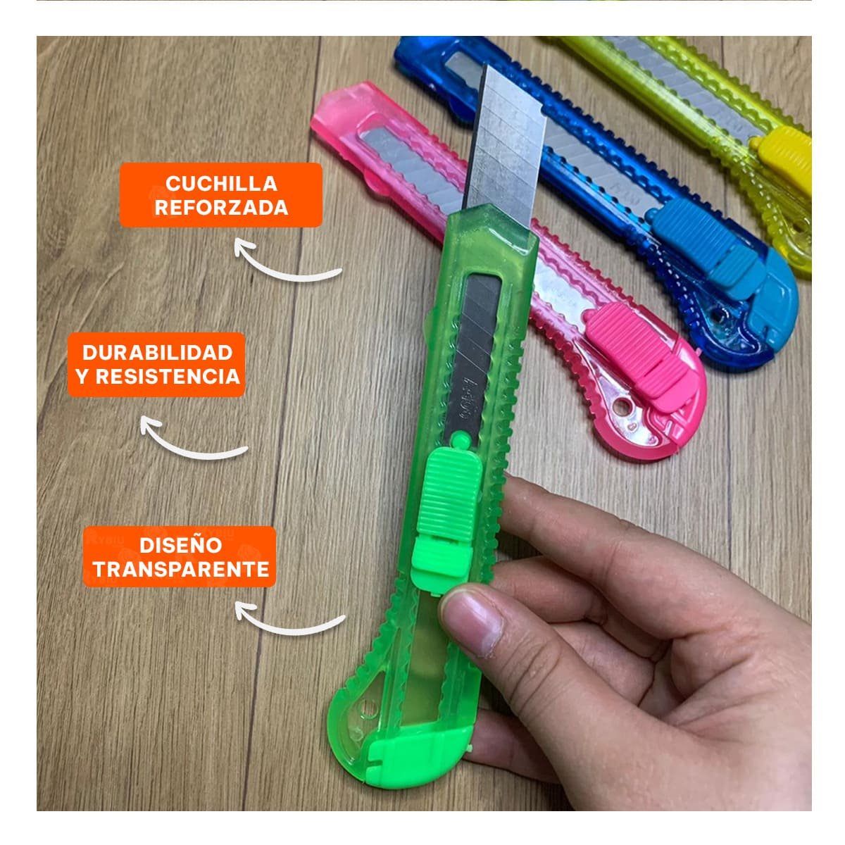 PACK12 CORTADOR DE ESCRITORIO 15CM VERDE TRANSPARENTE SET 3 UNIDADES Y+REGALO STICKER - 3
