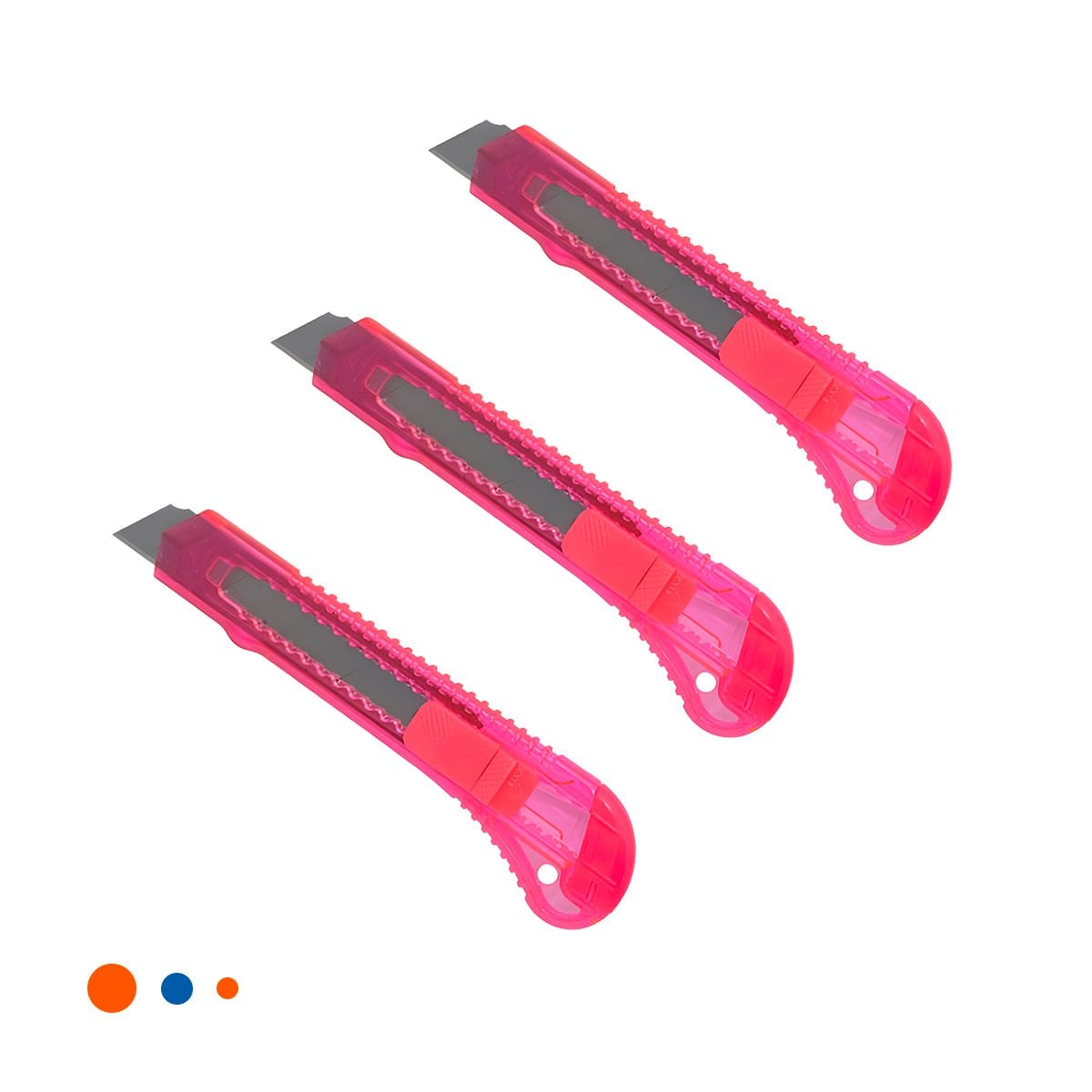 CUTER ESCOLAR 15CM ROSADO TRANSPARENTE SET 3 UNIDADES PRACTICO Y+LIGAS REGALO - 3