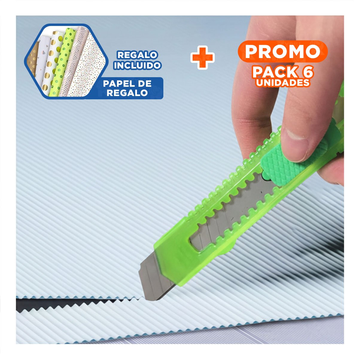 PACK6 TRINCHE PARA OFICINA 15CM VERDE TRANSPARENTE SET 3 UNIDADES Y+PAPEL REGALO - 1