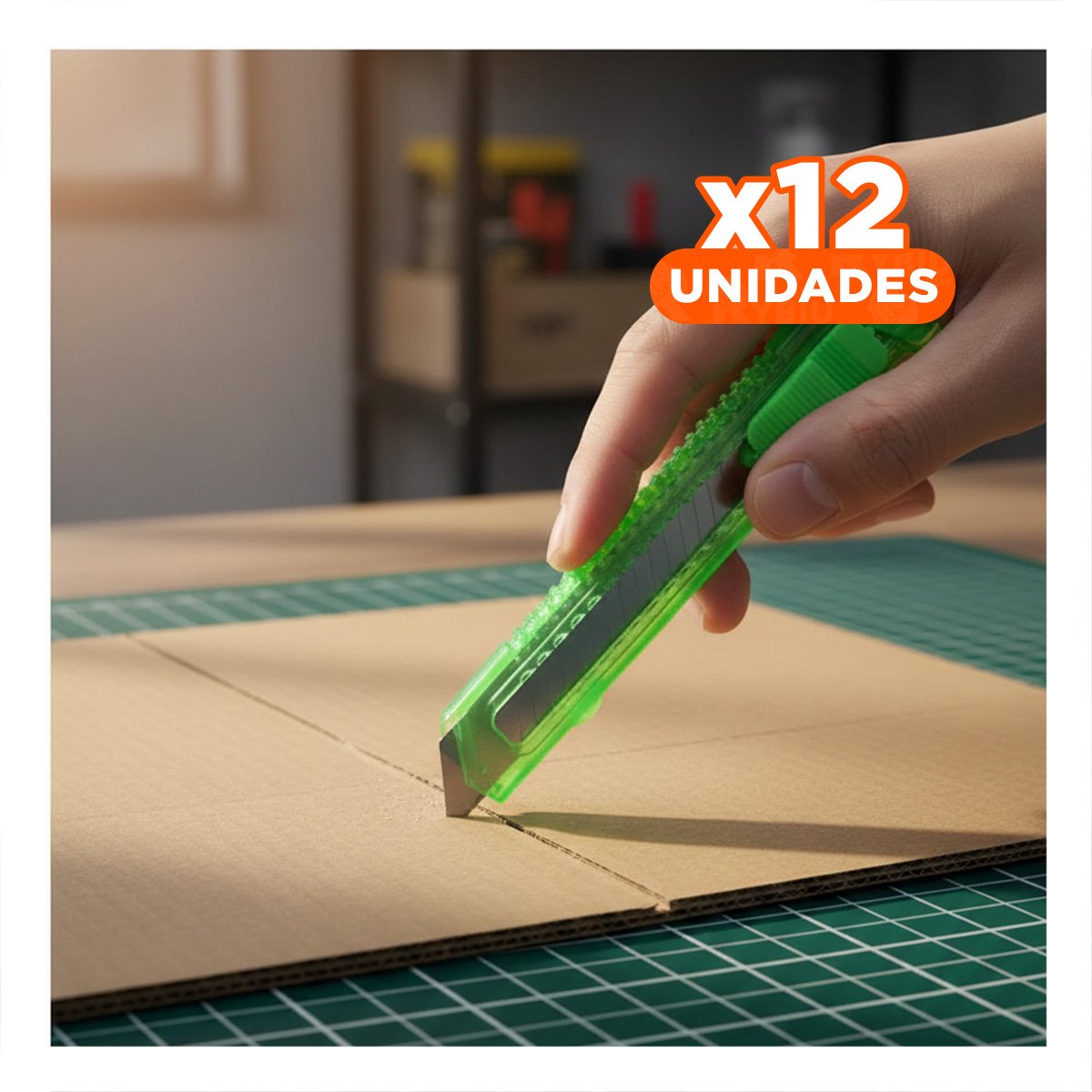PACK12 CUCHILLA DE ESCRITORIO 15CM VERDE TRANSPARENTE SET 3 UNIDADES - 1