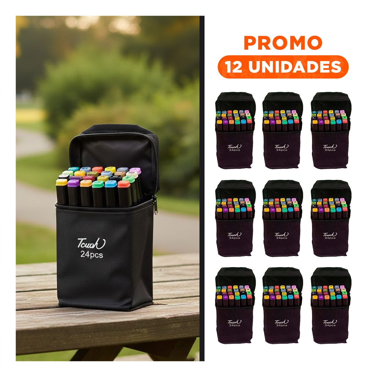 PACK12 PLUMONES TOUCH LETTERING ARTISTICO 24 UNIDADES DOBLE PUNTA Y+REGALO STICKER - 1