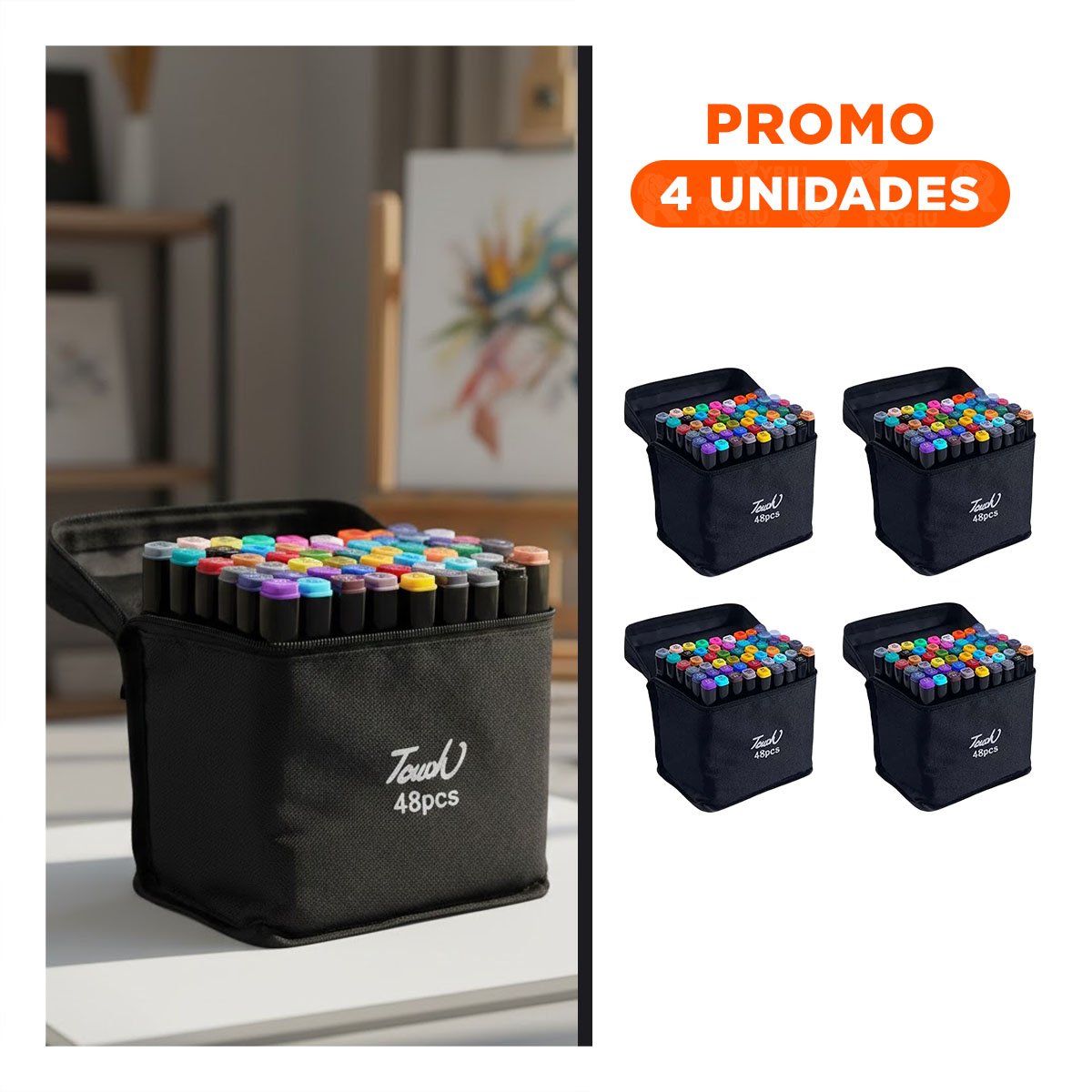 PACK4 SET DOBLE PUNTA LETTERING ARTISTICO 48 UNIDADES TOUCH Y+REGALO STICKER - 1