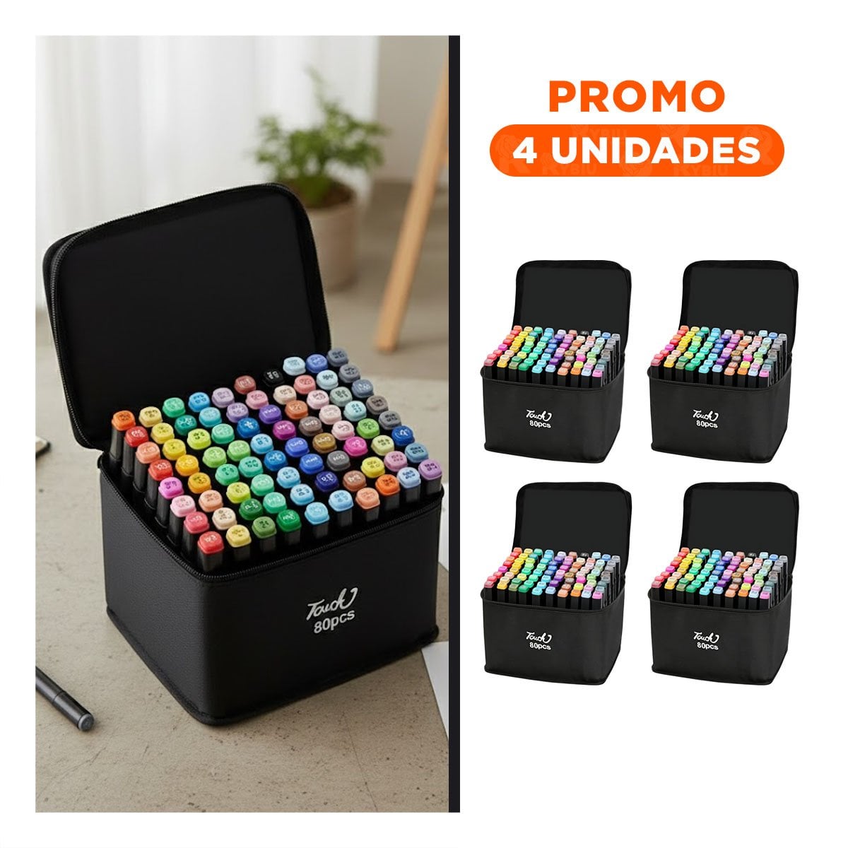 PACK4 SET DOBLE PUNTA LETTERING ARTISTICO 80 UNIDADES TOUCH Y+REGALO STICKER - 1