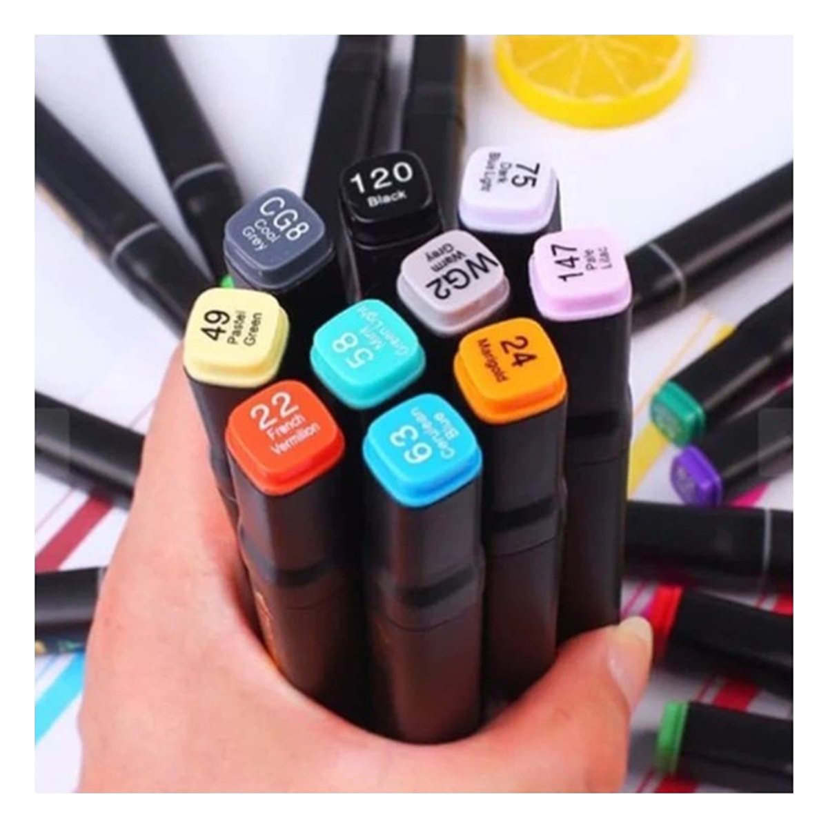 SET PROFESIONAL LETTERING ARTISTICO 120 UNIDADES DOBLE PUNTA TOUCH Y+REGALO STICKER - 2
