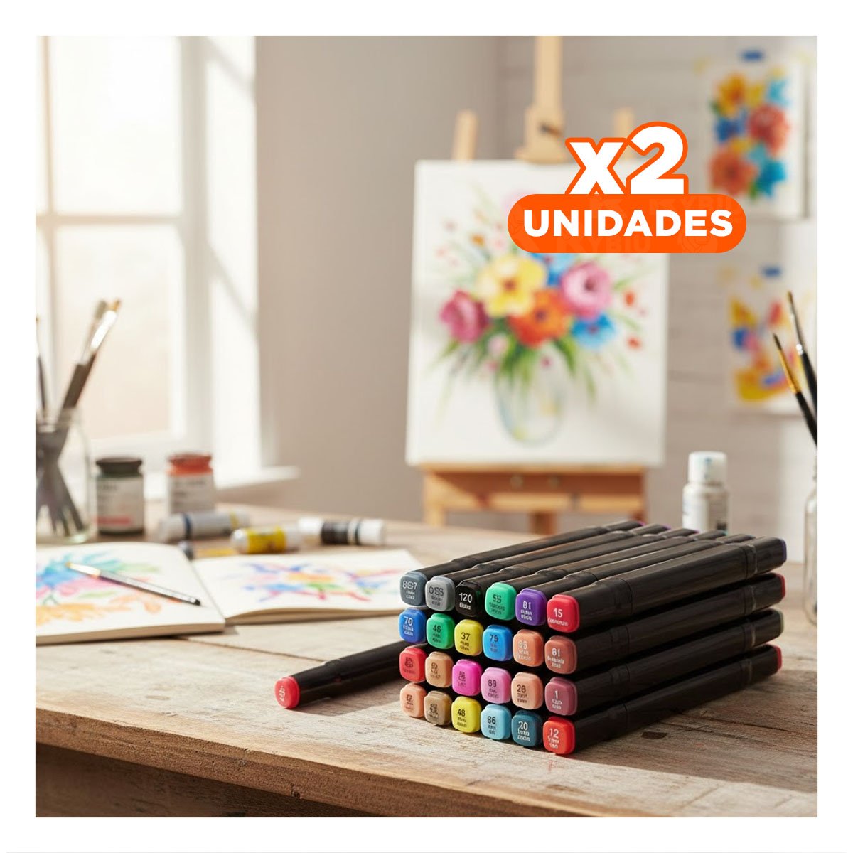 PACK2 MARCADORES DOBLE PUNTA LETTERING ARTISTICO 48 UNIDADES TOUCH Y+REGALO STICKER - 1