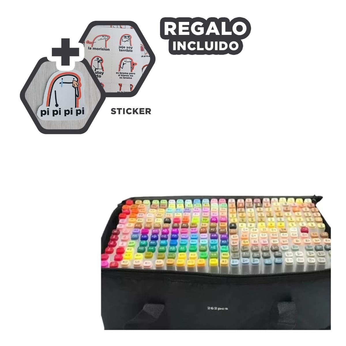 SET PROFESIONAL LETTERING ARTISTICO 262 UNIDADES DOBLE PUNTA TOUCH Y+REGALO STICKER - 1