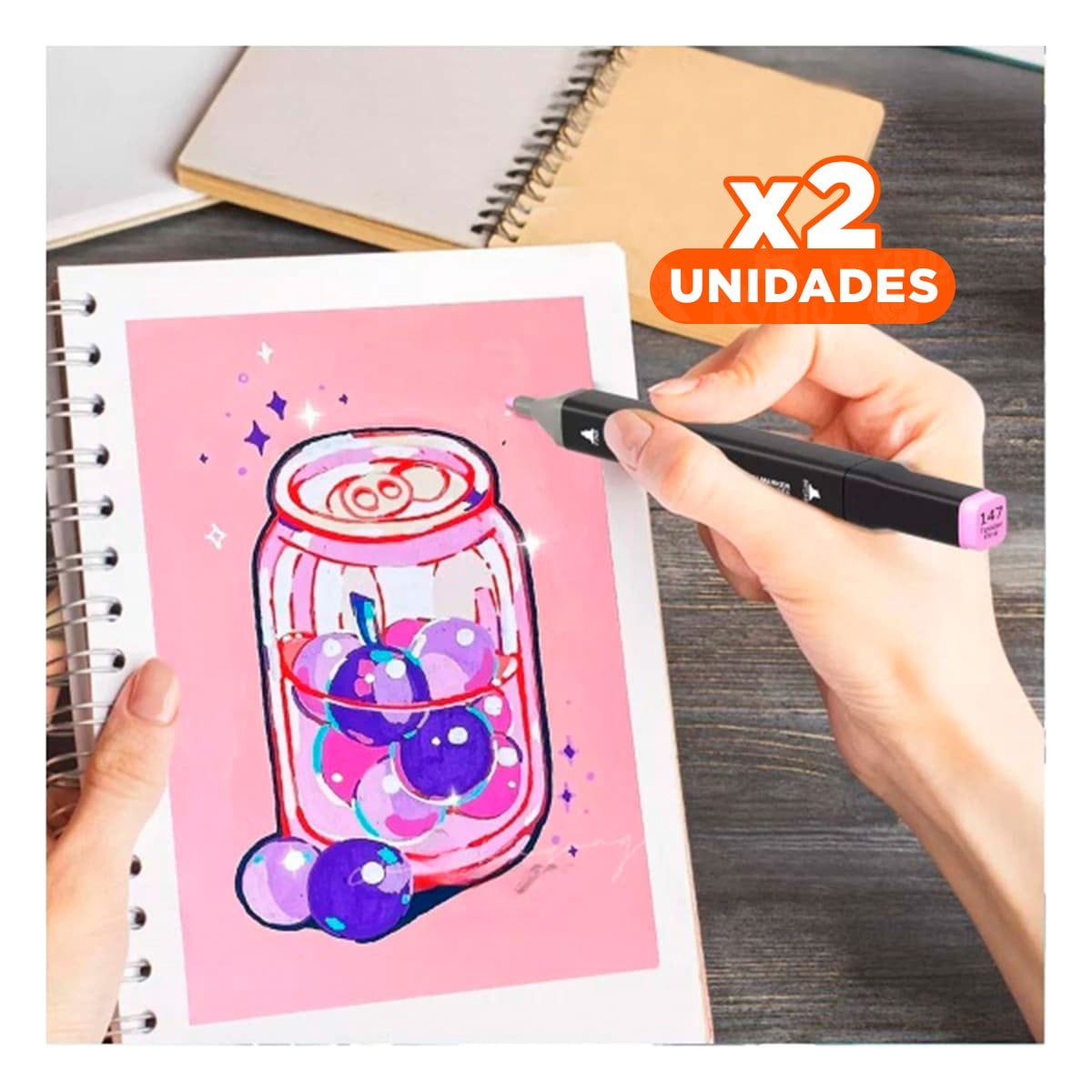 PACK2 MARCADORES DOBLE PUNTA LETTERING ARTISTICO 80 UNIDADES TOUCH Y+REGALO STICKER - 1