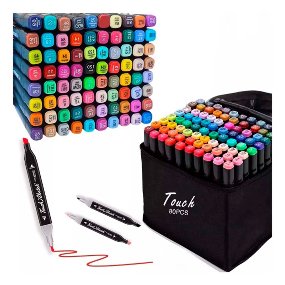 PACK2 MARCADORES DOBLE PUNTA LETTERING ARTISTICO 80 UNIDADES TOUCH Y+REGALO STICKER - 2