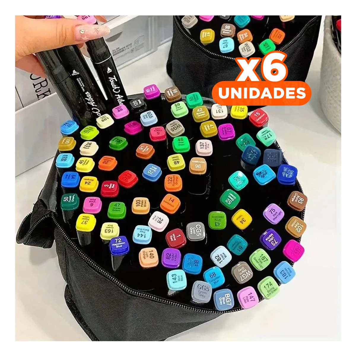 PACK6 COLECCION DOBLE PUNTA LETTERING ARTISTICO 48 UNIDADES TOUCH Y+REGALO STICKER - 1