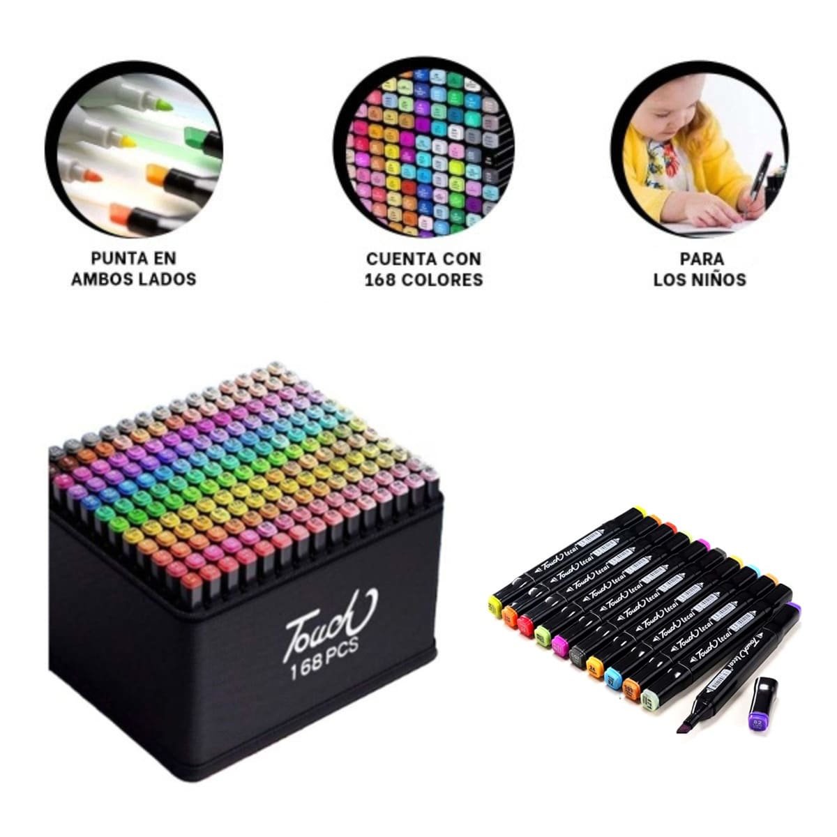 PLUMONES PROFESIONALES LETTERING 168 UNIDADES DOBLE PUNTA TOUCH - 3