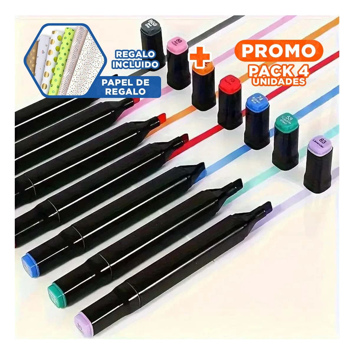 PACK4 ROTULADORES DOBLE PUNTA LETTERING ARTISTICO 48 UNIDADES TOUCH Y+PAPEL REGALO - 1