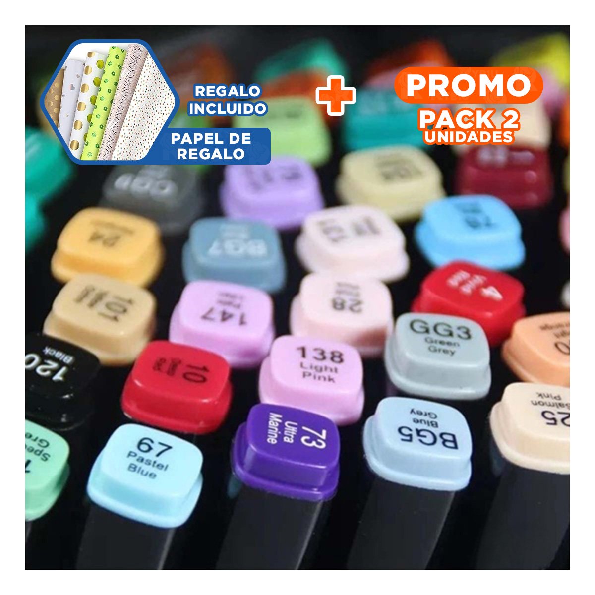 PACK2 ESTUCHE PROFESIONAL LETTERING 120 UNIDADES DOBLE PUNTA TOUCH Y+PAPEL REGALO - 1
