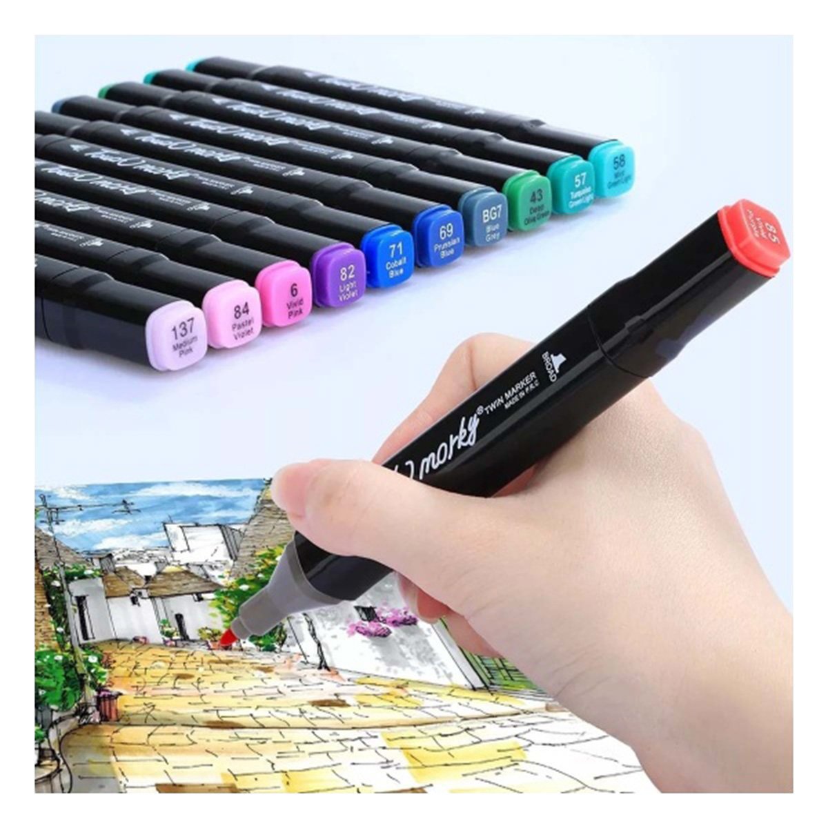 PACK2 ESTUCHE PROFESIONAL LETTERING 120 UNIDADES DOBLE PUNTA TOUCH Y+PAPEL REGALO - 2