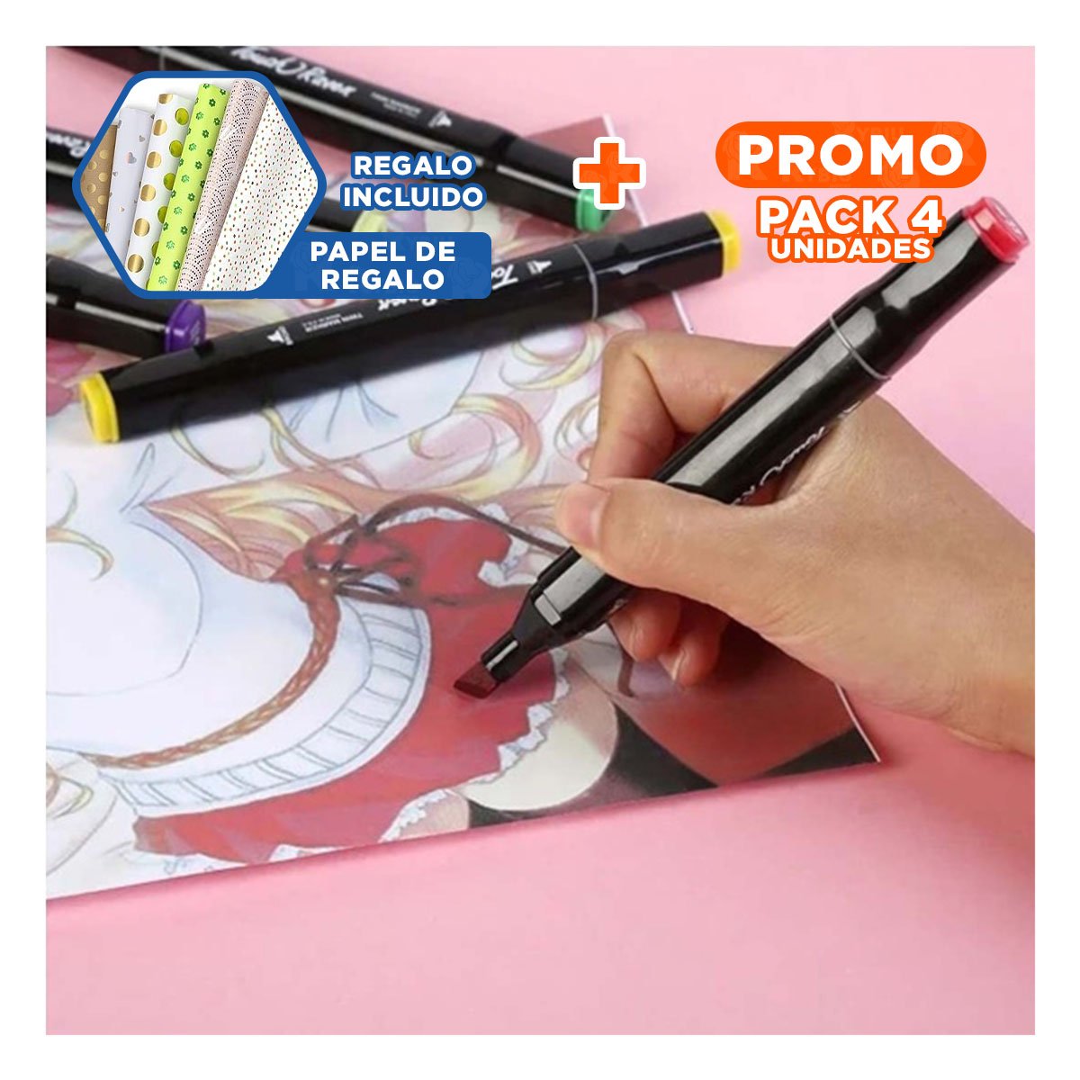 PACK4 ROTULADORES DOBLE PUNTA LETTERING ARTISTICO 120 UNIDADES TOUCH Y+PAPEL REGALO - 1