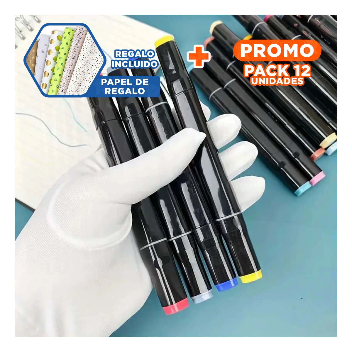 PACK12 MARCADORES TOUCH LETTERING ARTISTICO 48 UNIDADES DOBLE PUNTA Y+PAPEL REGALO - 1