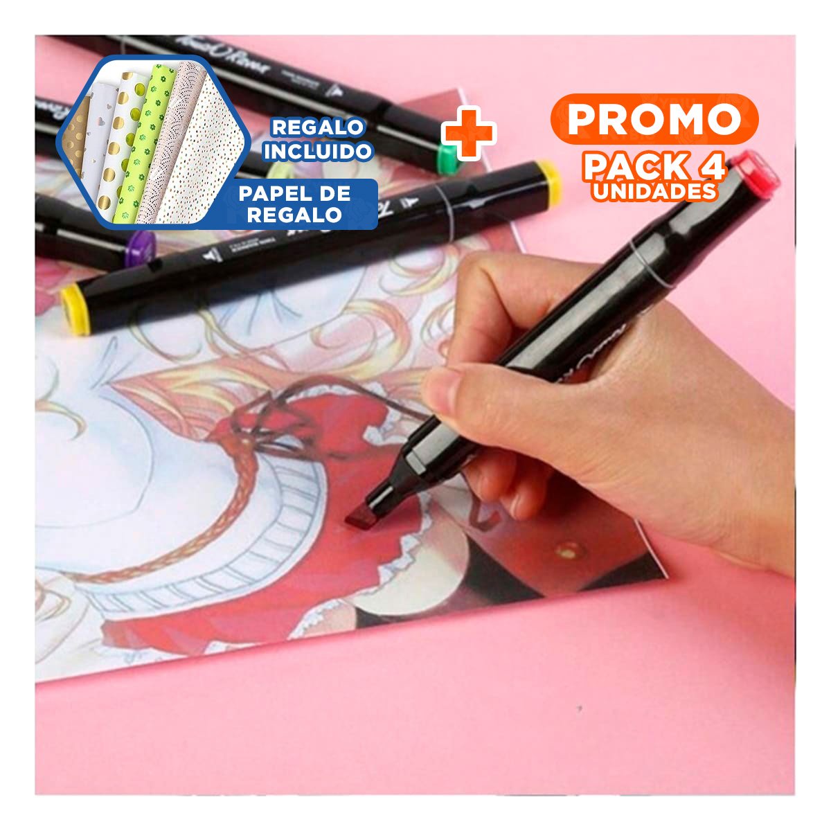 PACK4 ROTULADORES DOBLE PUNTA LETTERING ARTISTICO 80 UNIDADES TOUCH Y+PAPEL REGALO - 1