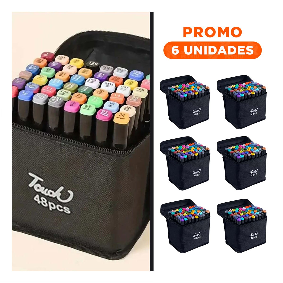 PACK6 KIT DOBLE PUNTA LETTERING ARTISTICO 48 UNIDADES TOUCH - 1
