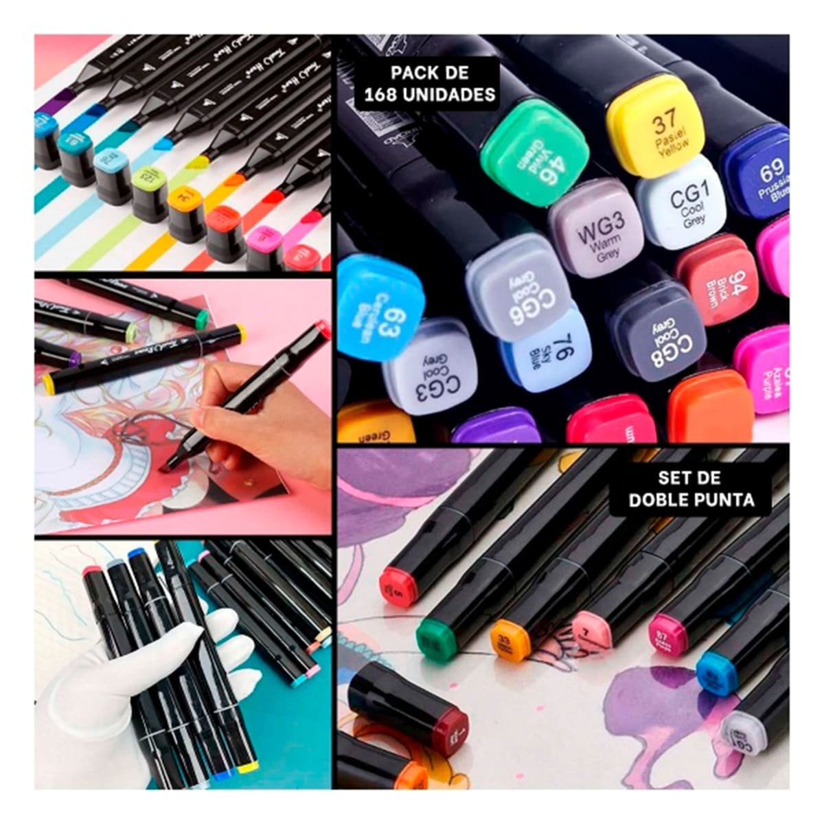 PACK PROFESIONAL LETTERING ARTISTICO 168 UNIDADES DOBLE PUNTA TOUCH Y+POST IT - 1