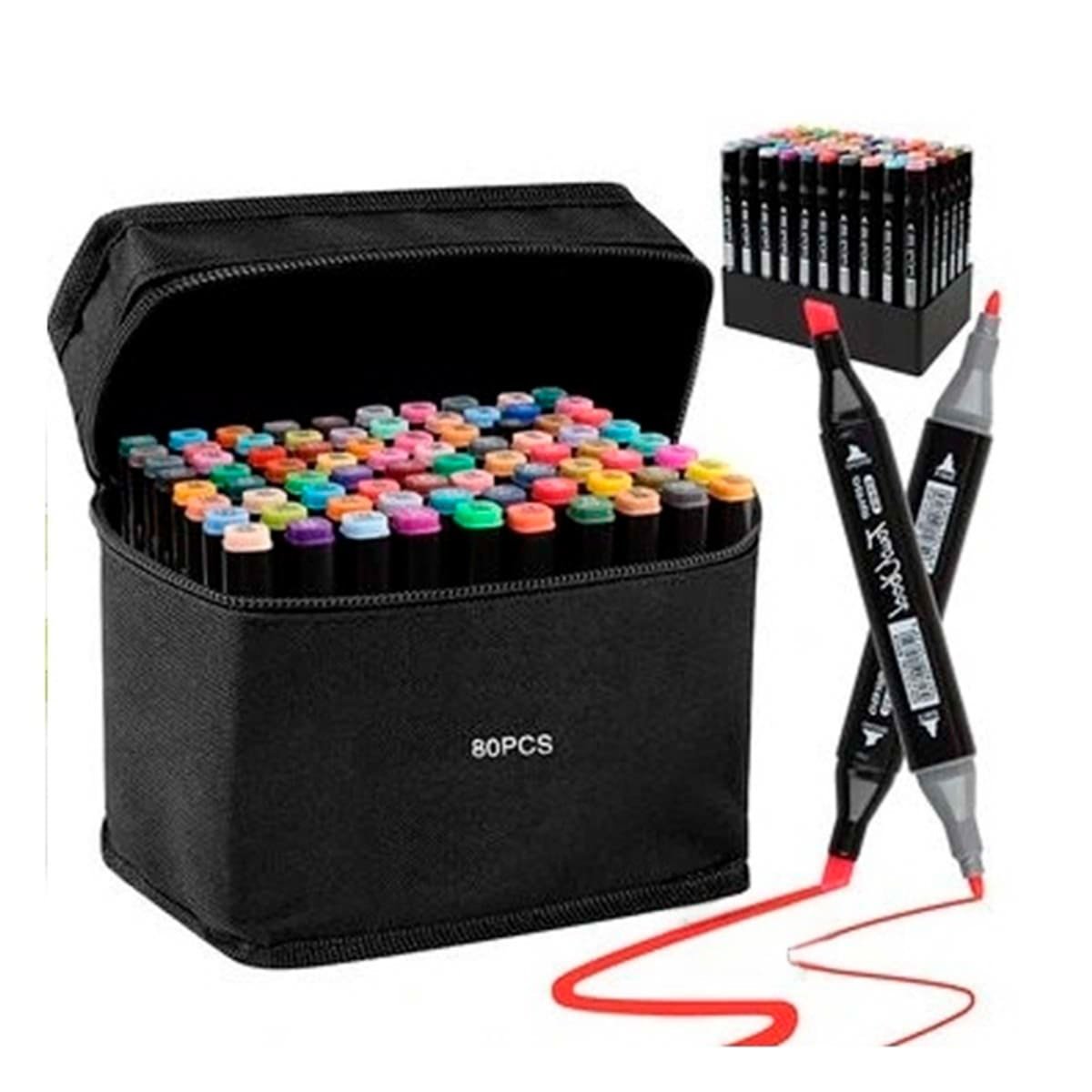 SET PROFESIONAL LETTERING ARTISTICO 80 UNIDADES DOBLE PUNTA TOUCH Y+REGALO STICKER - 3