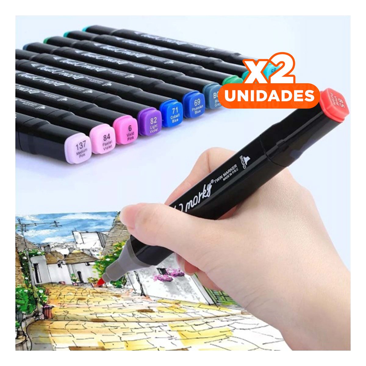 PACK2 MARCADORES DOBLE PUNTA LETTERING ARTISTICO 120 UNIDADES TOUCH Y+REGALO STICKER - 1